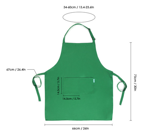 Delantal De Cocina De Poliéster Con Cuello Ajustable Y 2 Bol