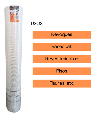 Malla Fibra De Vidrio Matezz 10x10 Rollo 1x 50mts 110g