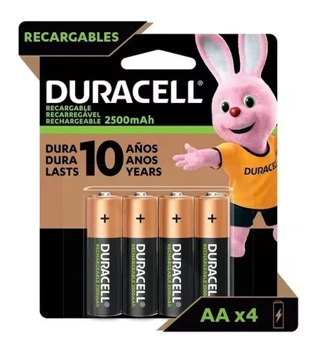 4 Pilas Aa Recargables Duracell De 2500 Mah 1.2v