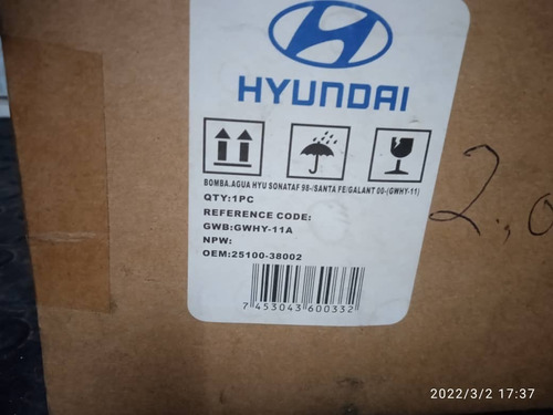 Bomba De Agua 25100.38002 / Hyundai - Santa Fe Sonata Galant