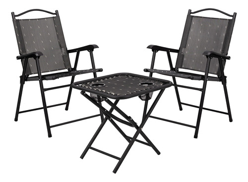 Set De Mesa 2 Sillas Plegable Portatil Exterior Jardin Patio