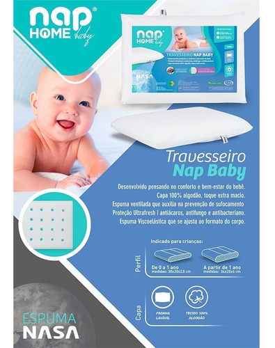 Imagem 2 de 10 de Travesseiro Nasa Nap Baby Viscoelástico Hipoalergênico