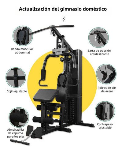 Gimnasio Multifuncional Uso Rudo Multiestacion Brazo Pierna Negro Negro