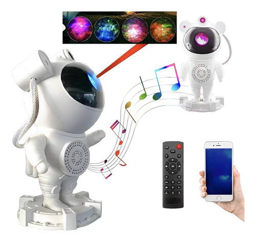 Luz Noturna De Projetor Estrelas Galaxia Nebulosa Astronauta Cor da estrutura Branco Peno Astronaut Star Projector Light