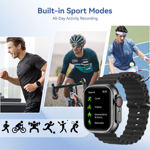 Smartwatch Genérica Reloj Inteligente T800 Ultra 1.99'' Con Correa De Silicona Color Negro