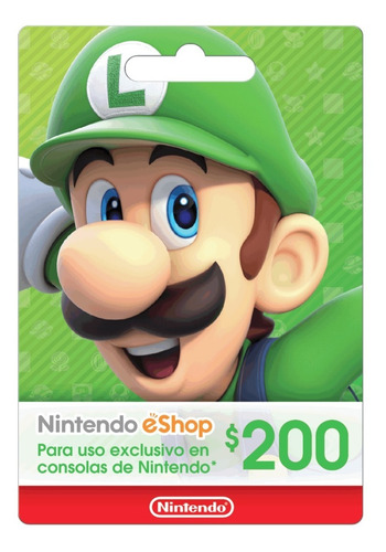Imagen 1 de 1 de Tarjeta Nintendo Eshop $200 Mxn (código Digital, México)
