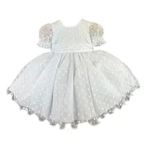 Comprar Vestido Mary Kids Branco Bolinhas Luxo Acomp Tiara Brinde