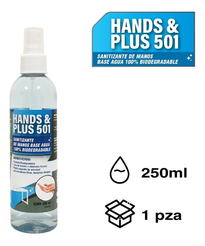 Imagen 2 de 4 de Hands & Plus 501 - Desinfectante Cuaternario De Manos 250ml