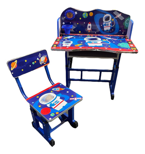 Escritorio + Silla Infantil Regulable + Reloj - Astronauta