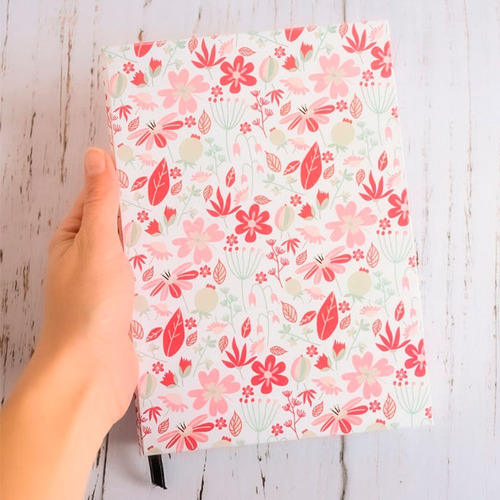 Imagen 1 de 4 de Cuaderno Hecho A Mano Flores 80 Hojas Lisas
