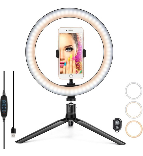 Luz De Anillo Selfie Tripie 10.2 Inch Aro Led Soporte Móvil