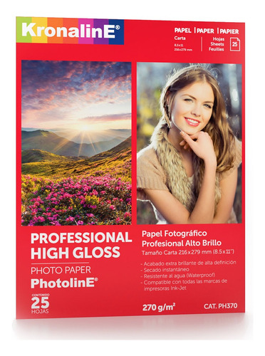 Papel Fotografico Kronaline Alto Brillo High Gloss Ph370