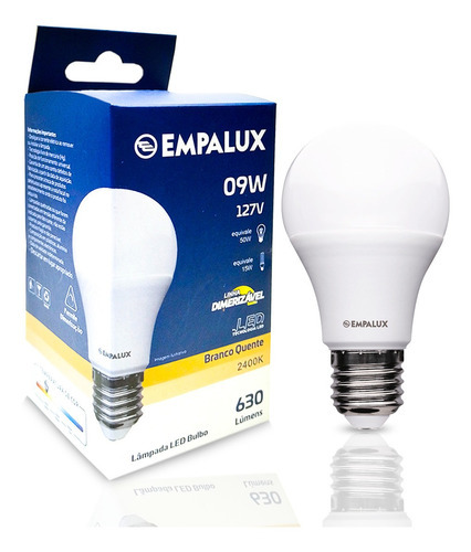 Bombilla LED Empalux de 09 W, 2700 K, E27