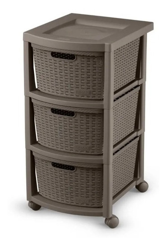 Cajonero Organizador 3 Niveles Rattan Mocca