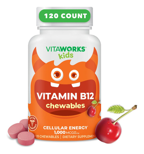 Tabletas Masticables De Vitamina B12 Vitaworks Kids 1000 Mcg