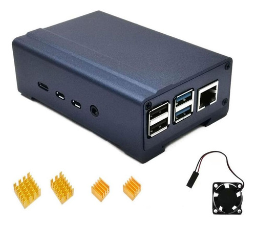 Zkeeshop Para Raspberry Pi 4 Case De Aluminio Con Ventilador