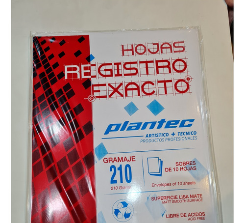 10 Hojas Papel Registro Exacto Plantec 210grs 35x50 Grabado
