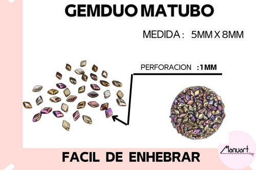 Gemduo Beads Matubo 8x5 Mm X 20gr Bijou, Varios Colores! 15695 5 Mm 8 Mm