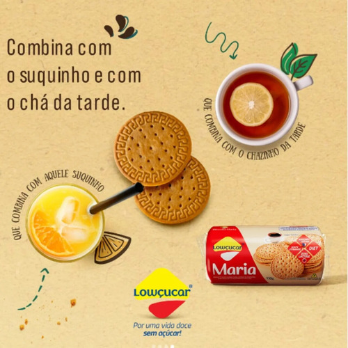 Biscoito Maria Lowçucar Zero Lactose Diet 110g Kit Com 12