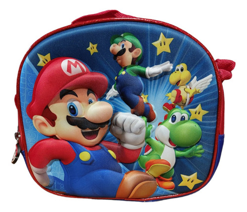 Mochila 3pz Super Mario Bros Led 3d Con Lapicera Y Lonchera