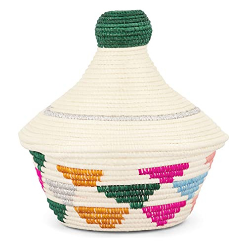 Cesta Decorativa Pequeña Tapa De Sisal Tejida Mano, Ec...