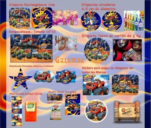 Kit Imprimible Blaze And The Monster Machine Candy Editable