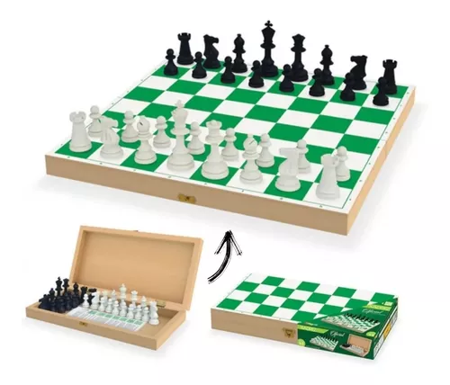 Jogo Xadrez Oficial Em Madeira Mdf 42 Cm - Junges