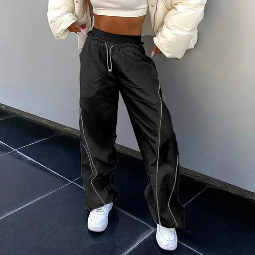 Pantalones Deportivos Elásticos De Cintura Ancha Para Mujer