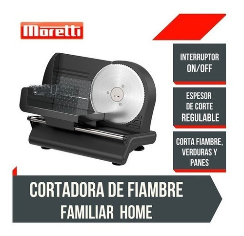 Imagen 2 de 3 de Cortadora De Fiambre Familiar Moretti Home-190 190mm
