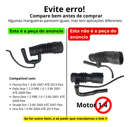 Mangueira Filtro Ar Fiat Palio Fire 1.0 8v Flex 2001-09