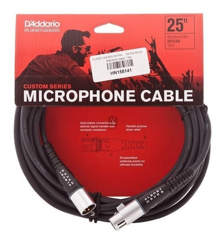 Imagen 8 de 10 de Cable Para Micrófono 7,62m Canon-canon Xlr Daddario Pw-m-25