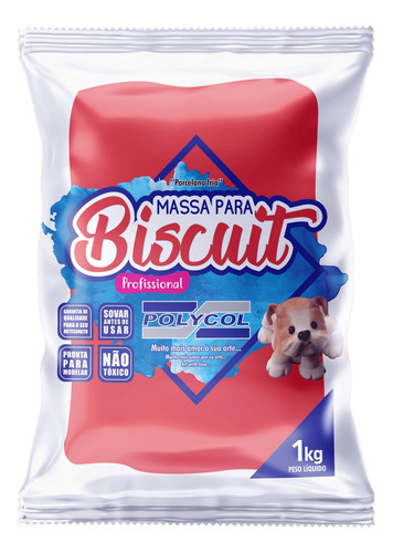 Massa Para Biscuit 1kg Vermelho Polycol *uso Profissional