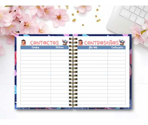 Agenda 2025 Stitch Imprimible Digital Editable