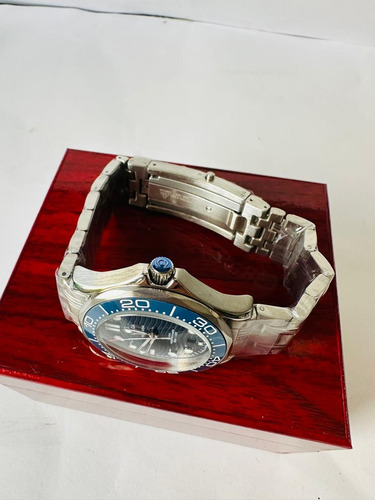 Bonito Reloj Omega De Caballero Plateado Azul Azul (Usado)