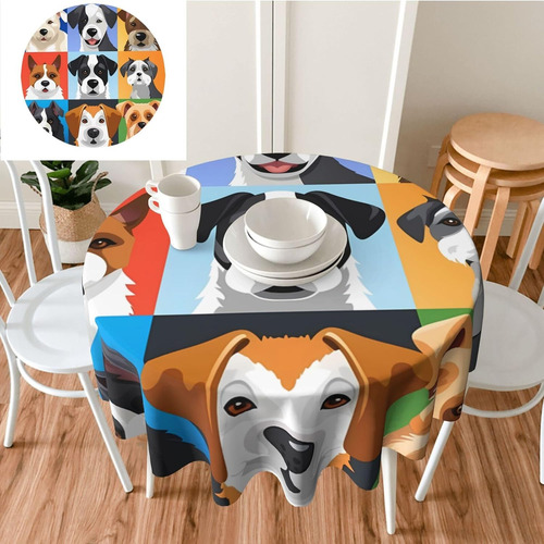 Mantel Redondo De 150 Cm Para Mesa De Cocina Con Estampado D