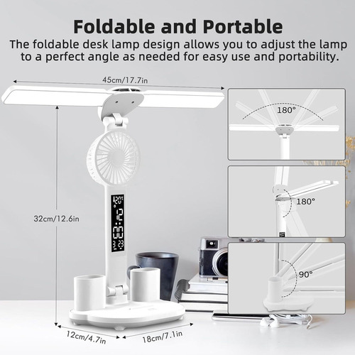 X Iluminación De Escritorio Con Ventilador Y Reloj Táctil