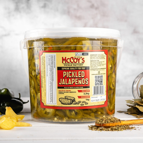 Picles De Pimenta Jalapeño - Pickled Jalapeños Mccoy's 2,2kg