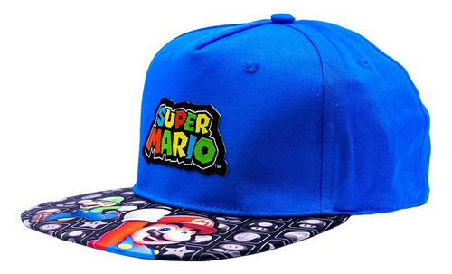 Bioworld Nintendo Super Mario Gorra Oficial Ajustable Azul Youth Super Mario