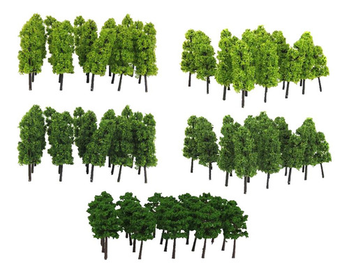 80 / Set Árboles En Miniatura Verdes Diseño De Trenes