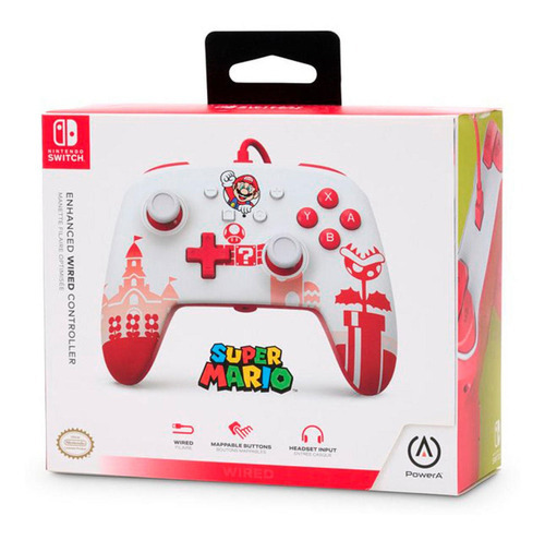 Powera Enhanced Wired Controller Mario Red White Switch Color Blanco