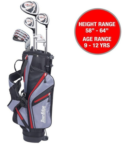 Imagen 1 de 6 de Buke Golf Set Tour Edge Junior 9/12 Años 7 Palos Red