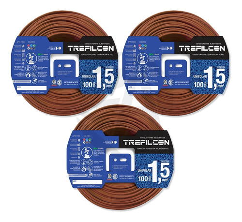 Cable Trefilcon Pack 1.5mm X3 Rollos De 100mts Marron E.a