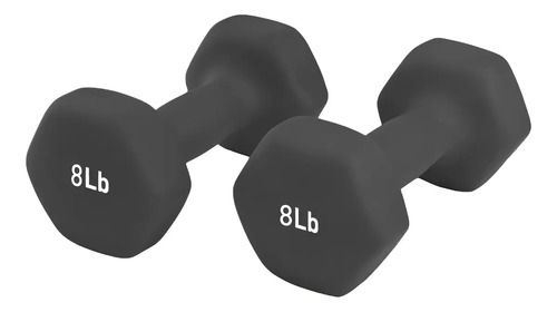 Par De Mancuernas Neopreno 8lbs Hexagonal Fitness Negro