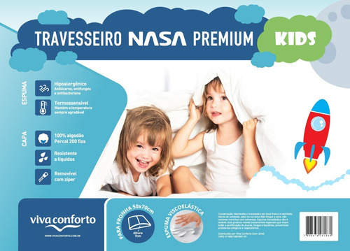 Imagem 2 de 8 de Travesseiro Nasa Premium Kids Infantil Capa Impermeável