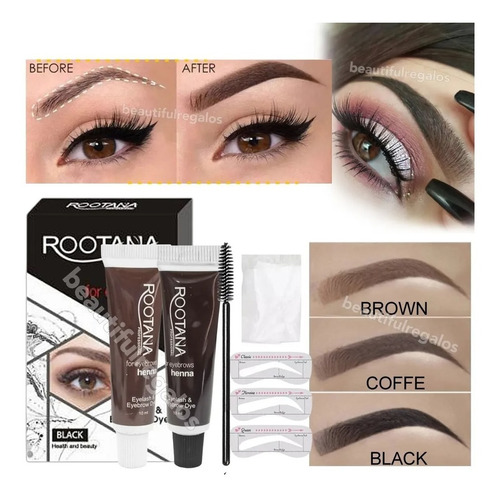 Kit Completo Tinte Henna Perfilador Para Cejas Tatuaje  