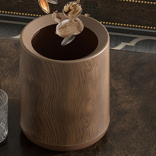 Cubo De Basura Con Vetas De Madera, Cubo De Basura Con Base