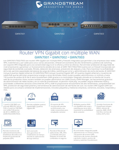Router Gwn 7002 Multi-wan Firewall Vpns 4 Giga 2 Sfp Lan/wan
