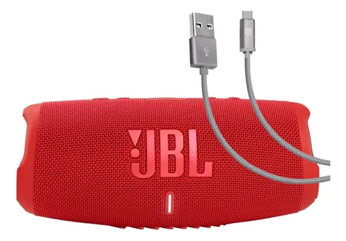 Altavoz Jbl Charge 5 Rojo Con Cable Usb Tipo C De Case Logic