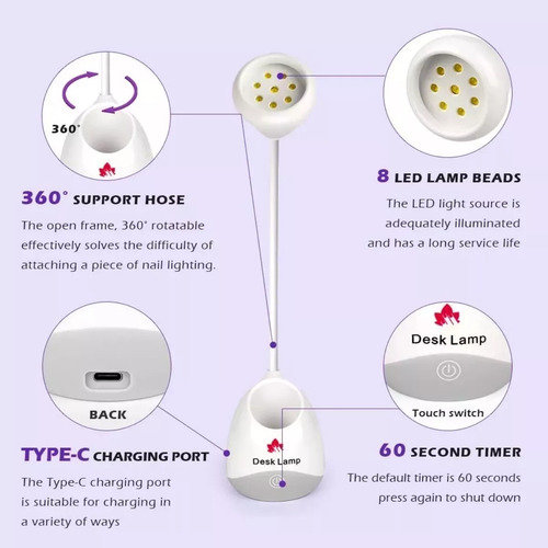 36w Lámpara De Uñas Led Uv Para Uñas Mini Led Giratoria