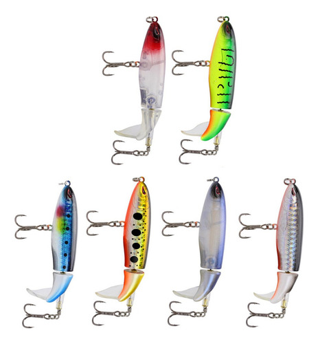 6pcs Señuelos De Pesca Whopper Plopper Con Cola Giratoria